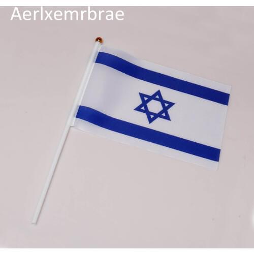 Free shipping 50pcs israel Hand Flag National israel Hand Flag 14*21cm Polyester Banner Custom Hand flag