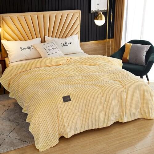 200x230cm Large Thick Fleece Sofa Blanket for Beds Yellow Color Soft Warm Square Flannel Blanket Thickness Throw Blanket