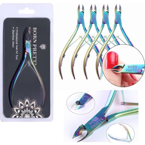 BORN PRETTY Nail Cuticle Nipper Scissors Stainless Steel Rainbow Tweezer Clipper Dead Skin Remover Scissor Plier Pusher Tool