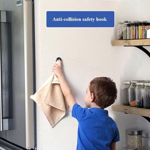 Household Push-in Tea Towel Holder Handle Hook Chrome-plated Self-adhesive Free Punching Kitchen Cloth Clip Safe Solid Rag Hook