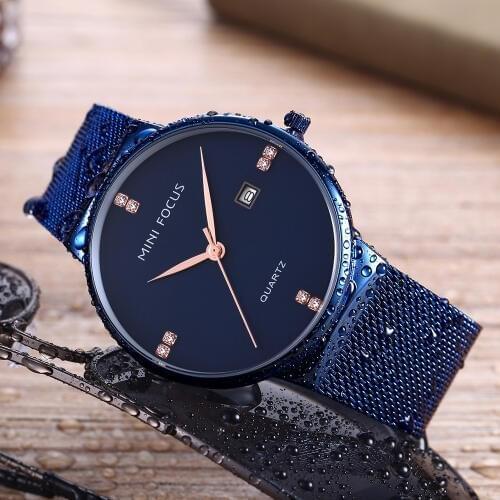 MINI FOCUS Men Fashion Watch Luxury Brand Watches Waterproof Mesh Steel Business Quartz Wristwatch relogio masculino