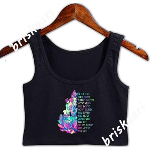 Buddha Quote India Hindu Shanti Crop Top Women Tank Top New Style S-XXL Knitted Interesting Summer Normal Clothing Vest