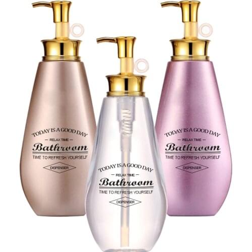 Lotion Soap Dispenser Bottle Refillable Shower Shampoo Laundry Bottles Reuse Bathroom Oval Gold Press Head Bottling