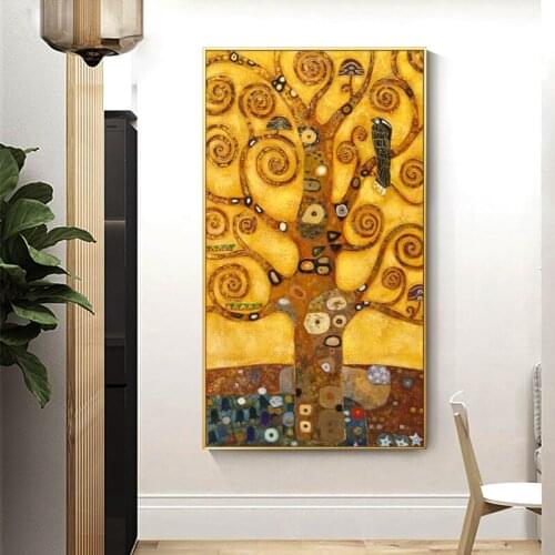 Gustav Klimt Tree of Life Classical Wall Art Canvas Painting Nordic Posters and Prints Wall Pictures for Living Home Decoration
