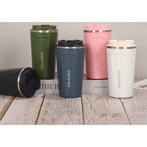 Double-layer stainless steel coffee cup foreign trade car office portable vacuum cup can be customized water cup with lid