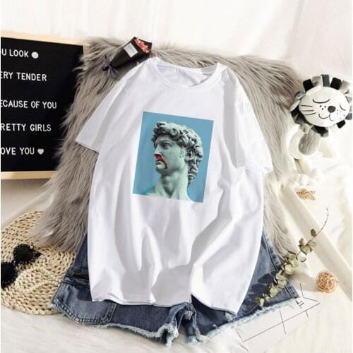 The Great Wave of Aesthetic T-Shirt Women Tumblr 90s Fashion Graphic Tee Cute T Shirts And Strange stone Summer Tops Female