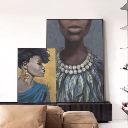 Black Woman Model Portrait Art Photo Oil Painting Print Abstractr Wall Art Canvas Painting Posters And Prints Pictures Decor