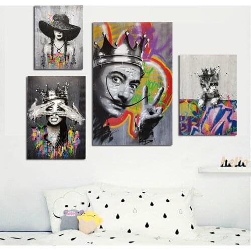 Canvas Painting Figure Portrait Picture Wall Art Graffiti Abstract Wall Art Picture for Living Room Home Decor (No Frame)