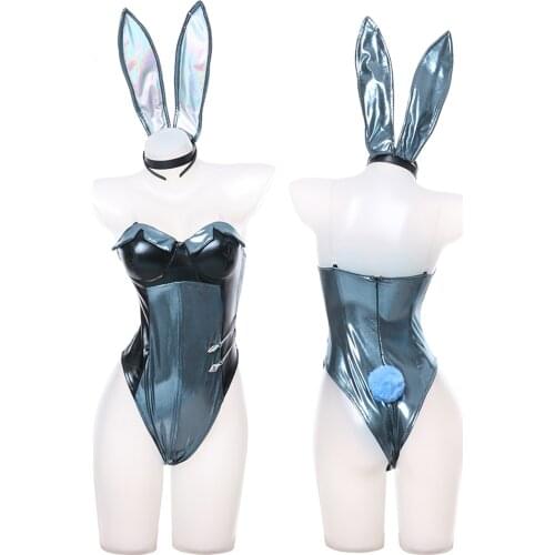 KDA Kaisa Bunny Outfit ALL OUT Game Cosplay Costume Cute Sexy Rabbit Girl Faux Leather Bodysuit Halloween Costumes Wholesale