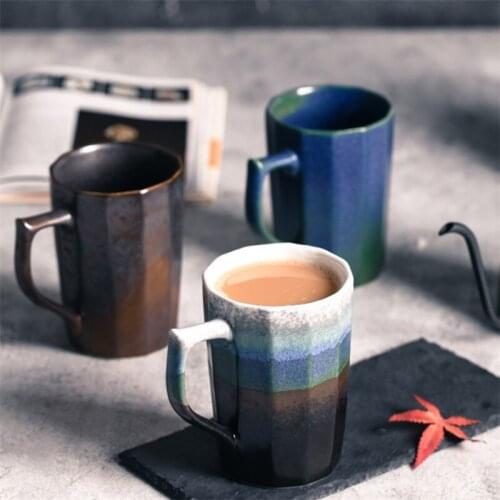 Japanese Style Ceramic Retro Coffee Breakfast Milk Mug with Handle Creative Handmade Teacup Office Water Tea Cup Home Drinkware