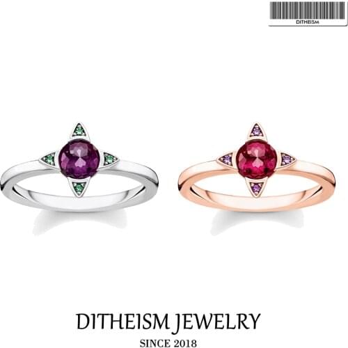 Classic Ring Purple Zircon Stones 925 Sterling Silver Rose Gold 2021 Brand New Fine Women Jewerly Elegant Gift for Girdfriend