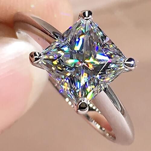 10K Au417 White Gold Women Ring Moissanite Diamonds 1 2 3 4 5 Carat Princess Square Wedding Party Engagement Anniversary Ring