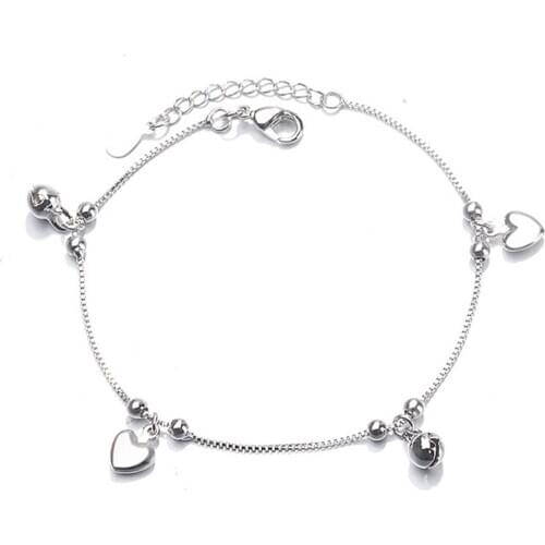 Korean Fashion Bell Heart Shaped Tassel Bracelet Elegant Womens Wedding Charm Silver Color Bracelet Exquisite Jewelry Girl Gift