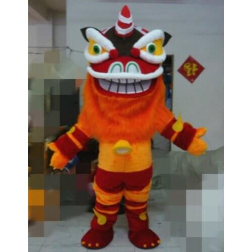 Lion Dance Mascot Costume Wool Zodiac Art Chinese Folk Animal Dress Set Cosplay Halloween Easter Cosplay Costume