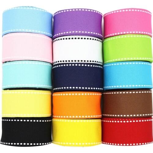 10 Yards Stitch Ribbons 9MM/25MM/38MM White Edge Dotted Line Ribbon For Hair Bows DIY Crafts Handmade Accessories Y19041801