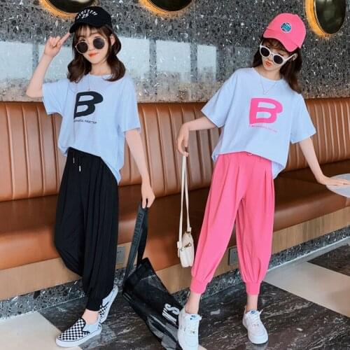 Summer Girls Clothing Sets Children Clothes Suit 2021 Big Childrens Mesh Skirt+Short-Sleeved T-shirt 2PCS Kids Clothing Suit