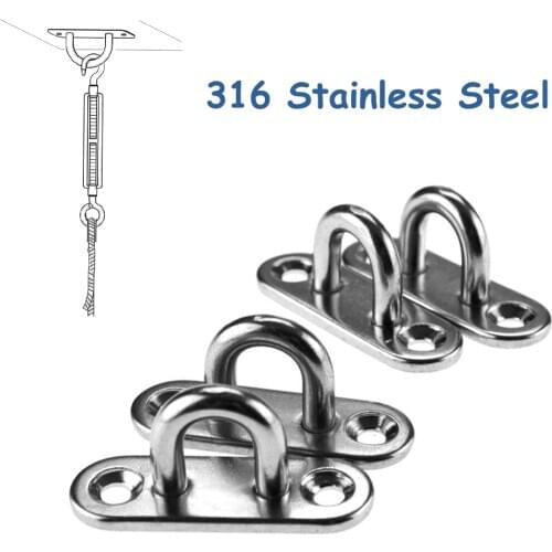 M5 316 Stainless Steel Pad Eye Oblong Plate Staple Ring Marine Hardware Loop U-Shaped Screws Wall Mount Hook Hanger Boat Rigging