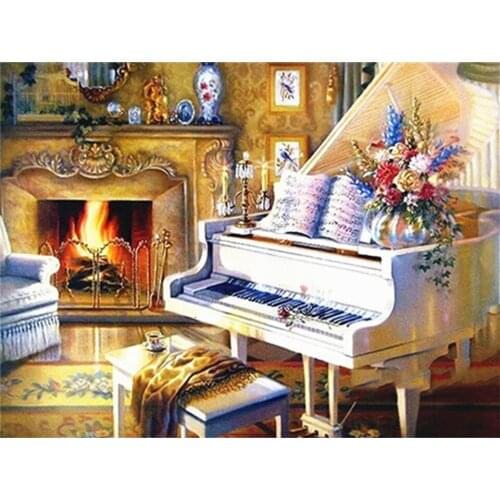 5d Diamond Painting Full Square Piano Art Flower Cross Stitch Kit Diamond Embroidery Mosaic Picture Crystal Home Decoration Gift