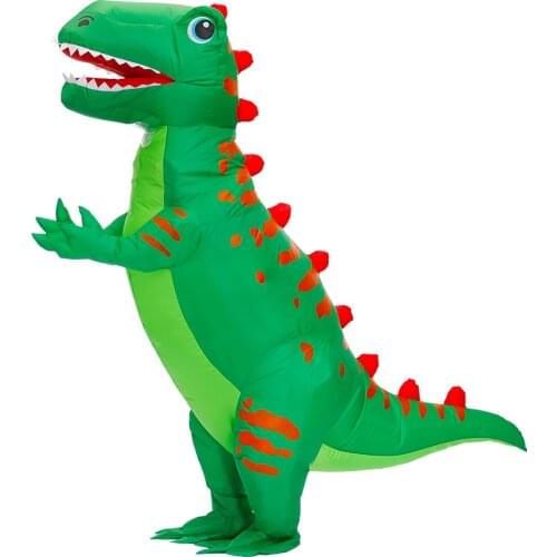 Parent-Child Dinosaur Inflatable Costume T-rex Mascot Party Role Play Disfrace Christmas Halloween Cosplay Cloth for Adult Kid