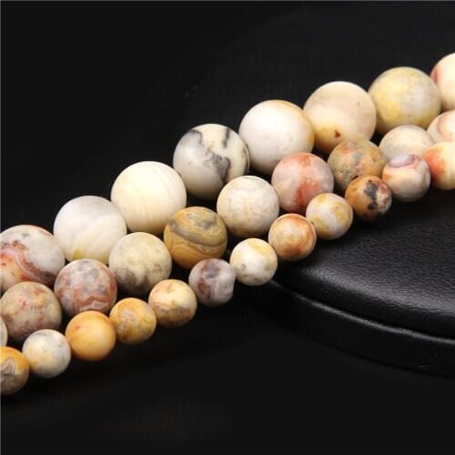 Natural Matte Frosted Crazy Agates Stone Round Spacer Bead For Jewelry Making DIY Necklace Bracelets Earrings Accessories 6-12mm
