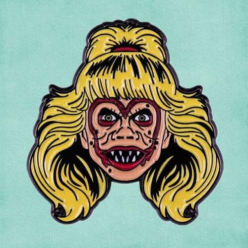 Night of the Demons Suzanne Linnea Quigley scream queen enamel pin brooch Is my makeup okay
