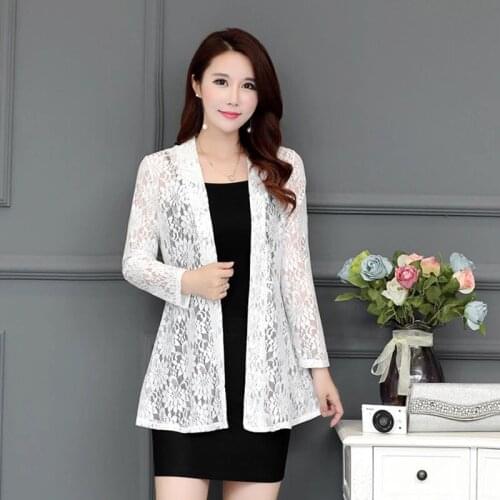 New Plus Size 5XL Summer Long Jacket Women Cardigan Sunscreen Thin Shawl Lace Mesh Long Sleeve Boho Tops Ladies Outerwear