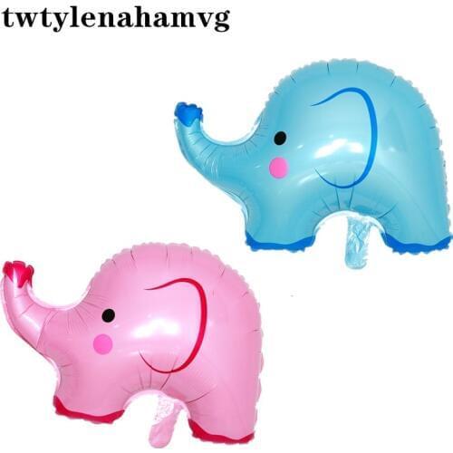 New Pink And Blue Cartoon DIY Baby Elephant Shape Aluminum Foil Balloon 6th Birthday Party Anniversary Decoration Gifts