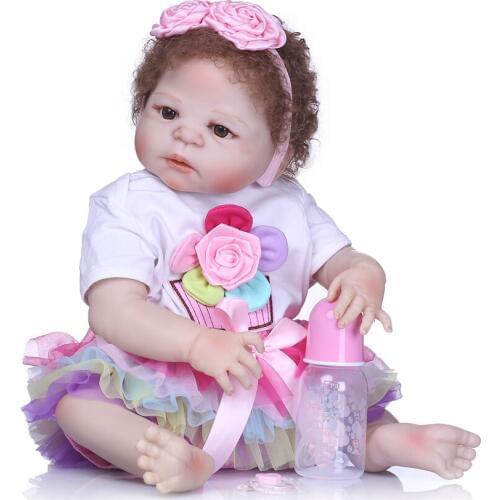 NPKCOLLECTION 23 Inch/57cm Realistic Reborn Babies Full Silicone reborn baby girl dolls rooted hair bebes reborn boneca