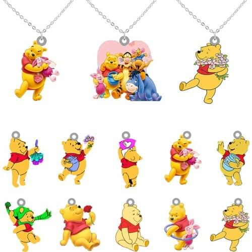 Disney Creative Design Necklace Poohs Good Friends Play Pendant Various Cartoon Animation Styles Fashionable Resin Necklace