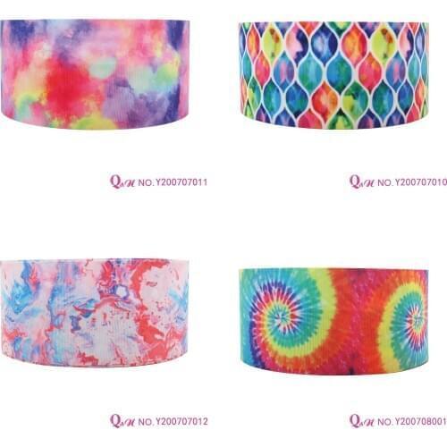 Q&N ribbon 16mm ~ 75mm Tie dye 50yard Heat Transfer Ribbons Gift Box With Logo DIY Crafts /FOE Free Shipping