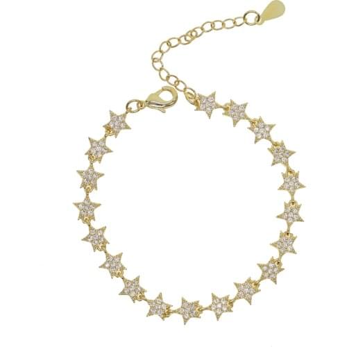 2020 Christmas Gift New Jewelry Sparking Bling Cz Star Starburst Charm Link Chain Bracelet Minimal Elegant Fashion Women Jewelry