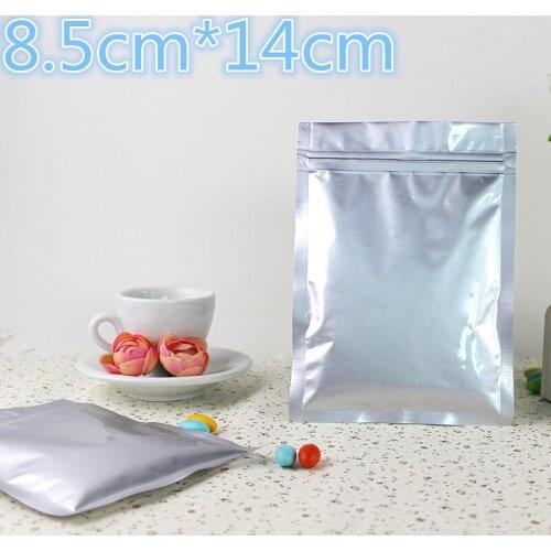 8.5*14cm Pure Mylar Foil Self Seal Zipper Lock Plastic Retail Storage Bag Ziplock Reclosable Aluminum Packaging Pouch 100Pcs/Lot