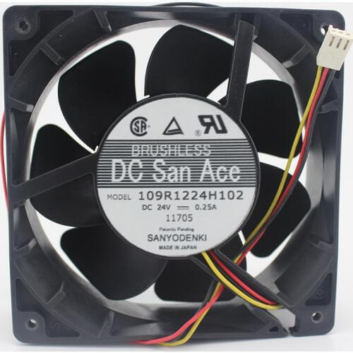 SANYO DENKI 109R1224H102 DC 24V 0.25A 3-wire 120X120X38mm Server Cooling Fan