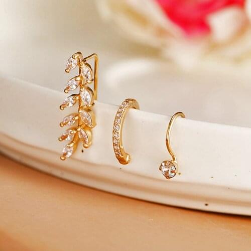 Shiny Diamond Wheat Ear Clip For Women Creativity Round Simple Ring Pearl Earrings Trendy Ear Studs 2021 Party Jewelry Gift