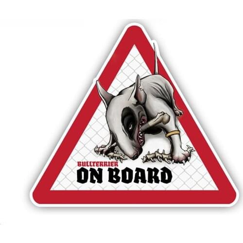 SZWL Warning Bullterrier Dog Car Stickers Dog on Board Decals Pet Dog Decal Dog Caution Sign Humorous Stickers PVC,12cm*10cm