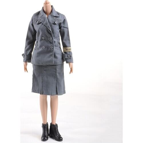 In Stock 1/6 Scale Female Figure Accessory WWII Soldier Clothing Set Figure Uniform Clothes Coat Skirt for 12" Action Figure
