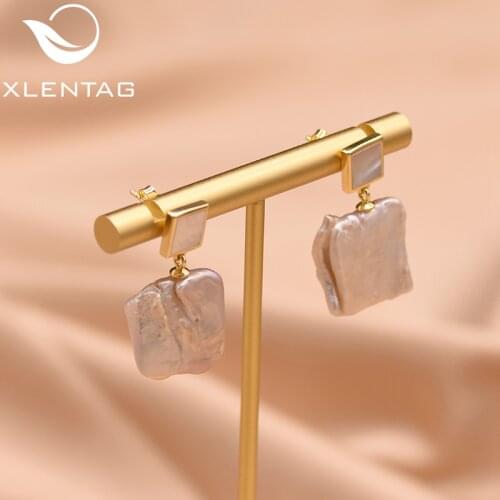 Xlentag Pure Natural Geometric Freshwater Pearl Earrings Female Couples Wedding Engagement Party Gifts Boutique Jewelry GE0862