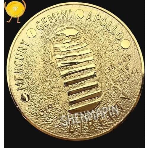 Mercury Gemini Apollo 50th Anniversary Commemorative Coin US Space Astronauts on the Moon Liberty Footprint Coins Collectibles