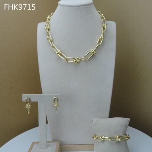 Yuminglai Dubai Gold Jewlery Sets for Women Unique Simple Designs FHK9715