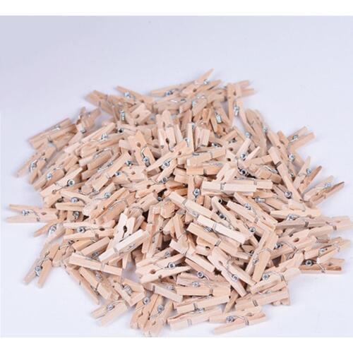 50PCS Very Small Mine Size 25mm Mini Natural Wooden Clips For Photo Clips Clothespin Craft Decoration Clips Pegs School Supplies