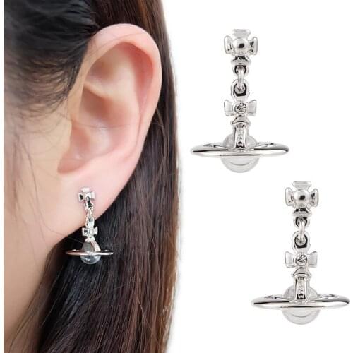 New Hip Hop Rock UFO Saturn Earrings Simple Transparent Crystal Pendant Earrings Charm Womens Jewelry Party Birthday Gift