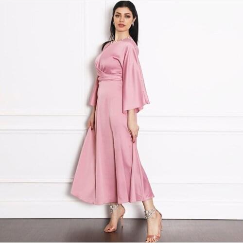 Women Party Dresses Abaya Turkey Femme Arabic Muslim Fashion Robe Satin Dress African Dresses Abayas For Women Islamic Clothing