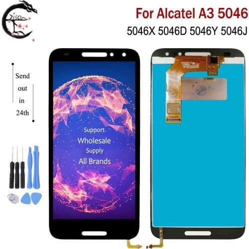 5.0" LCD For Alcatel A3 5046 LCD Display Touch Panel Screen Digitizer Sensor Assembly 5046X 5046D 5046Y 5046J OT5046 Display New
