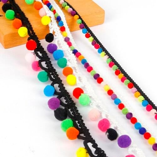 1Yard Bohemian Lace Ribbon Pom Pom Tassel Pompoms Trim Ball Fringe Embroidery DIY Sewing Garment Shoes Bag Gift Craft Accessory