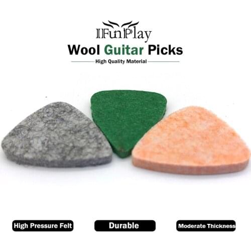 3Pcs Pure Wool Guitar Picks Soft Hard Ukulele Guitar Picks Mediators Plectrum Grey Green Pink Guitarra Accessories
