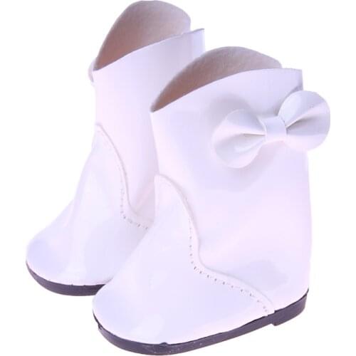 White Boots Shoes with bow tie for 18inch American Dolls Accessories