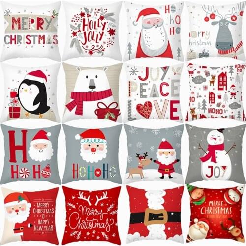 Merry Christmas Decorations for Home Red Deer Tree Cushion Cover Christmas Ornament Gift Home Decor Navidad 2020 Xmas New Year