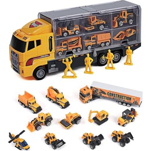 Large Size transport Toy Truck Toys for Boys and Girls Toy Car 11 in 1 Engineering Construction Car storage car