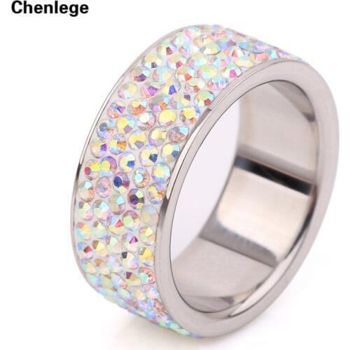 5 row AB multi top quality 2017 fashion ring CZ female rhinestone rings stainless steel full crystals ring jewelry charm women