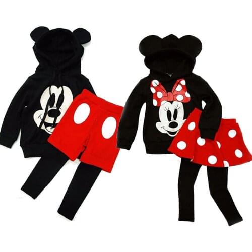 Minnie Girls Clothing Sets 2021 Winter Girls Clothes Set Hooded+pants 2 pcs Kids Clothes Boys Sport Suit Children Clothes 3-10Y